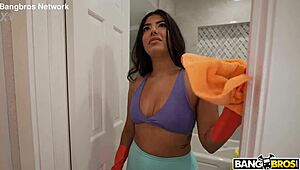 maid's big ass bent over for deepthroat then creampie doggystyle on monster cock
