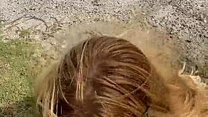 i'm like totally crushin on this sexy blonde with long hair gettin wild outdoors...