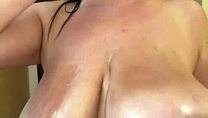 Klara Devine Wraps Huge Natural Tits Around Monster Cock for Rough Handjob Cum