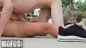 claudia bavel milks huge cock in public 😍 she sucks and fucks!