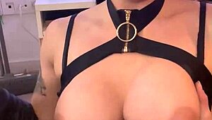 Tattooed Brunette Dances in Leather Then Cums on Dildo!