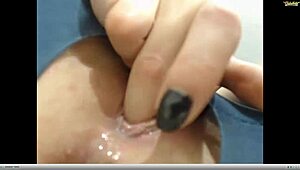 nice ass brunette plays with dildo on webcam 🍑🔥