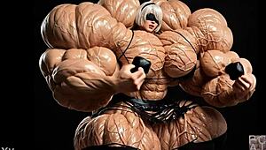 i grew into a massive muscular giantess 2b pumping huge in factory