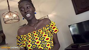 Amateur african model demonstrates cowgirl riding at her casting interview