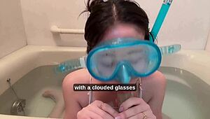 minami in sally snorkel contest underwater with big tits