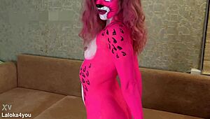 bodypainted babe sensually sucks cock then rides for creampie cumshot