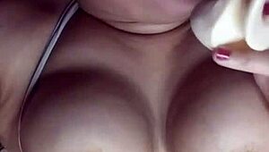 omg this cock hungry slut drools on dildo while her big juicy natural tits and huge nipples jiggle slow mo 🍆💦😩