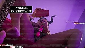 halloween hotwife kriss teases squirting juices over my huge throbbing toy