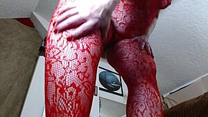 Hey giantess Dawnskye1962 towers over you in red lingerie showing hairy pussy