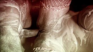 Haley Scott faces rough action in dark room with masked guys pounding her