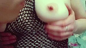 Stepbrother sucks my tits hard licking biting nipples close up