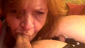 granny carmen moans sucking fat cock deepthroat close up in lingerie