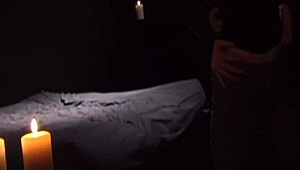 Haley Scott faces rough action in dark room with masked guys pounding her