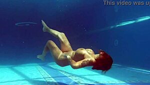 canadian milf heidi gets horny underwater in pool fingering her juicy big tits