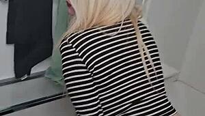 Real blonde milf neighbor strips tits for lucky tinder date then clothes ripped off?