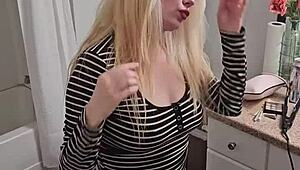 Real blonde milf neighbor strips tits for lucky tinder date then clothes ripped off?