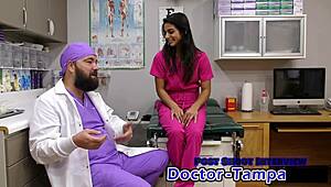 Holy fuck, Dr. Tampa gaps Misty Addams' petite teen pussy wide open!