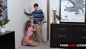 Horny petite stepsister Della rides stepbrother Sage's monster cock to cure addiction