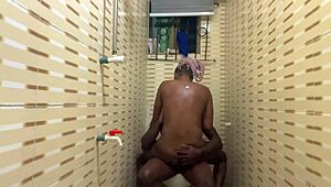 i ride his big curved dick cowgirl style rough in the bathroom