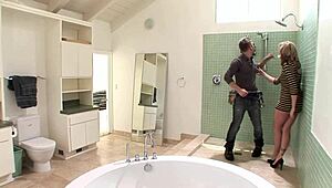 adrianna nicole drops to her knees in the shower ready for that dp threesome action