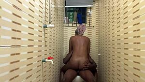 i ride his big curved dick cowgirl style rough in the bathroom