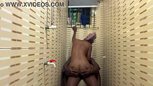i ride his big curved dick cowgirl style rough in the bathroom