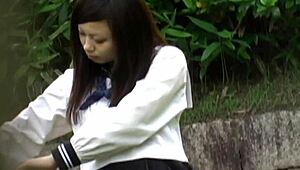 i finger this asian outdoor till she pisses everywhere, voyeur fetish at its best