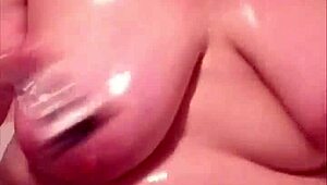 Chubby Girlfriend Washes Big Tits in Bathtub