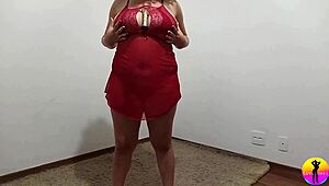 latina bbw on work break creampies her big pussy with homemade fat cock