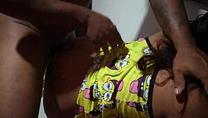 Jassi's juicy blowjob on my cock curves her chubby colombian lips part 2