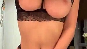 blonde teen babe TEASES big tits in lingerie craving cock