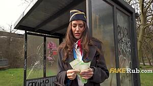 faithful flight attendant drops morals for 1500 euro outdoor pickup fuck