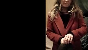 French Milf Maid Slave Bound in Leather Harness Exhibiting Outdoor with Dildo Masturbation Spanking and Doggystyle Humiliation