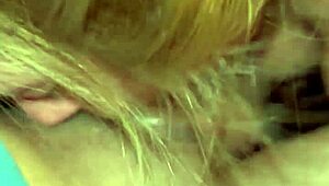 blonde teen deepthroats dick in the woods