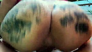 morena with huge ass in short dress fucks hard on the balcony