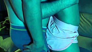Curvy latina wife gives doggystyle handjob till he cums