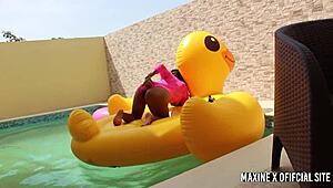 wanna watch maxine x dildo her wet cunt by the pool? outdoors fun awaits