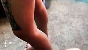 morena with huge ass in short dress fucks hard on the balcony