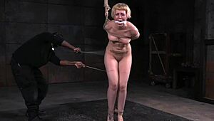 bound blonde yelps during rough session