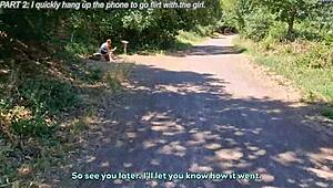 milf with big tits sucks guy at park for facial