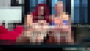 locked in chastity by two hot bitches