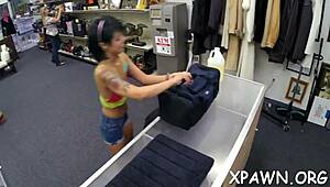 curves of an amateur getting touched before the camera