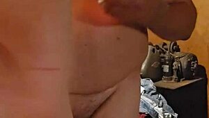 Playing with her tits and hand job