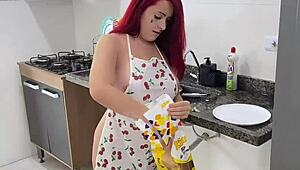 naughty maid strips naked and shows her big ass
