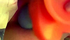 Kinky anal fuck using knotted colorful dildo
