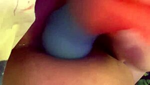 Kinky anal fuck using knotted colorful dildo