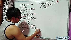 nerdy student and teacher in erotic bedroom demo