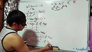 nerdy student and teacher in erotic bedroom demo
