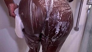 4k shower time with barbie showing big black cock and ass