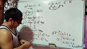 nerdy student and teacher in erotic bedroom demo